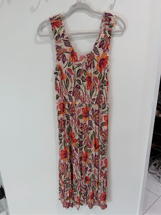 Patrons of Peace Dresses & Skirts - Patrons of Peace Cream Maxi Dress with Orange, Purple & Green Floral Print